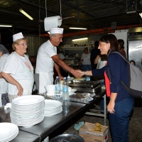 Foto Nicoloro G. 12/09/2016 Ravenna Serata conclusiva della Festa dell' Unita' del PD. nella foto Debora Serracchiani durante il suo giro di saluti ai volontari nei diversi stand della Festa.