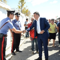 Foto Nicoloro G. 03/09/2017 Ravenna Il segretario del PD interviene alla Festa dell' Unita' e pranza con alcune centinaia di persone. nella foto Matteo Renzi al suo arrivo alla Festa del PD.