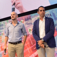 Foto Nicoloro G. 09/09/2018 Ravenna Serata di chiusura della Festa Nazionale de l' Unita'. nella foto da sinistra Paolo Calvano, segretario regionale PD, e Alberto Pandolfo, consigliere comunale a Genova.