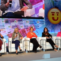 Foto Nicoloro G. 01/09/2018 Ravenna Continua la Festa Nazionale de l' Unita'. nella foto da sinistra Laura Boldrini, Barbara Pollastrini, Eva Giovannini, Benedetta Fiorini e Roberta Pinotti.