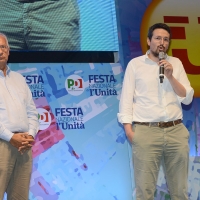 Foto Nicoloro G. 31/08/2018 Ravenna Festa Nazionale del PD. nella foto a sinistra Walter Veltroni e Alessandro Barattoni, segretario provinciale PD.