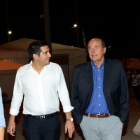 Foto Nicoloro G. 02/09/2016 Ravenna Festa dell' Unita'. nella foto l' onorevole Pierluigi Bersani, a destra, con il nuovo sindaco di Ravenna Michele De Pascale.