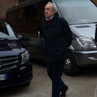 Foto Nicoloro G. 05/04/2016 Milano Si sono svolti nella Basilica di Sant' Ambrogio i funerali del campione di calcio Cesare Maldini. nella foto il giornalista Bruno Pizzul al suo arrivo.