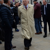 Foto Nicoloro G. 05/04/2016 Milano Si sono svolti nella Basilica di Sant' Ambrogio i funerali del campione di calcio Cesare Maldini. nella foto l' arrivo di Fedele Confalonieri.