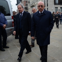 Foto Nicoloro G. 05/04/2016 Milano Si sono svolti nella Basilica di Sant' Ambrogio i funerali del campione di calcio Cesare Maldini. nella foto l' arrivo di Maurizio Beretta e Adriano Galliani.