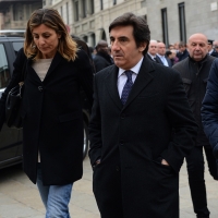 Foto Nicoloro G. 05/04/2016 Milano Si sono svolti nella Basilica di Sant' Ambrogio i funerali del campione di calcio Cesare Maldini. nella foto l' arrivo di Urbano Cairo.