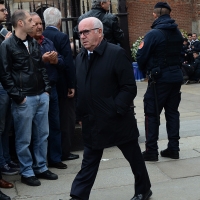 Foto Nicoloro G. 05/04/2016 Milano Si sono svolti nella Basilica di Sant\' Ambrogio i funerali del campione di calcio Cesare Maldini. nella foto Carlo Tavecchio all\' uscita dopo la cerimonia funebre.