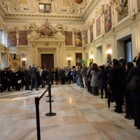 Foto Nicoloro G. 11/11/2016 Milano Nella sala Alessi di palazzo Marino si e' svolto in forma laica il funerale dell' oncologo Umberto Veronesi. nella foto fino all' ultimo code di cittadini desiderosi di portare l' ultimo saluto all' illustre oncologo scomparso.