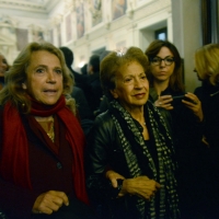 Foto Nicoloro G. 11/11/2016 Milano Nella sala Alessi di palazzo Marino si e\' svolto in forma laica il funerale dell\' oncologo Umberto Veronesi. nella foto da sinistra Andree Ruth Shammah e la vedova del professore Veronesi Sultana Razon.
