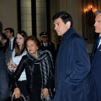 Foto Nicoloro G. 11/11/2016 Milano Nella sala Alessi di palazzo Marino si e\' svolto in forma laica il funerale dell\' oncologo Umberto Veronesi. nella foto la vedova Sultana Razon tra figli e nipoti.