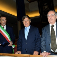 Foto Nicoloro G. 18/09/2016 Milano Inaugurazione della Giornata europea della Cultura Ebraica alla presenza del ministro della Difesa. nella foto il sindaco Giuseppe Sala e i presidente della Comunita' Ebraica Milanese Milo Hasbani e Gabriele Besso.