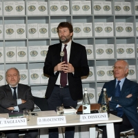 Foto Nicoloro G. 13/12/2017 Ferrara Inaugurazione della prima parte del Meis, il Museo Nazionale dell' Ebraismo Italiano e della Shoah, con la mostra “ Ebrei, una storia italiana: i primi mille anni ”. nella foto da sinistra il sindaco di Ferrara Tiziano Tagliani, il ministro Dario Franceschini e il presidente del MEIS Dario Disegni.