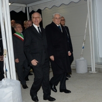 Foto Nicoloro G. 13/12/2017 Ferrara Inaugurazione della prima parte del Meis, il Museo Nazionale dell\' Ebraismo Italiano e della Shoah, con la mostra “ Ebrei, una storia italiana: i primi mille anni ”. nella foto il Capo dello Stato Sergio Mattarella con il presidente del MEIS Dario Disegni.