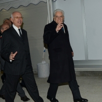 Foto Nicoloro G. 13/12/2017 Ferrara Inaugurazione della prima parte del Meis, il Museo Nazionale dell\' Ebraismo Italiano e della Shoah, con la mostra “ Ebrei, una storia italiana: i primi mille anni ”. nella foto il Capo dello Stato Sergio Mattarella con il presidente del MEIS Dario Disegni.