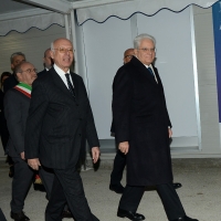 Foto Nicoloro G. 13/12/2017 Ferrara Inaugurazione della prima parte del Meis, il Museo Nazionale dell\' Ebraismo Italiano e della Shoah, con la mostra “ Ebrei, una storia italiana: i primi mille anni ”. nella foto il Capo dello Stato Sergio Mattarella con il presidente del MEIS Dario Disegni.