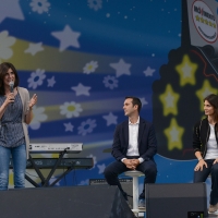 Foto Nicoloro G. 22/09/2017 Rimini Seconda giornata della quarta edizione di ' Italia 5 Stelle ', manifestazione a carattere nazionale del Movimento. nella foto da sinistra Chiara Appendino, sindaco di Torino, Fabio Fucci, sindaco di Pomezia, e Virginia Raggi, sindaco di Roma.
