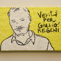 Foto Nicoloro G. 19/12/2018 Ravenna Nel municipio della ' citta' del mosaico ' e' stato inaugurato un mosaico dedicato a Giulio Regeni e realizzato dall' Accademia delle Belle Arti. nella foto il mosaico posto su una parete all' interno del municipio.