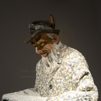 Foto Nicoloro G. 10/11/2017 Ravenna In corso al MAR ( Museo d' Arte di Ravenna ) la quinta edizione della Rassegna Biennale di Mosaico Contemporaneo dal titolo ' Montezuma, Fontana, Mirko. La scultura in mosaico dalle origini ad oggi '. nella foto una delle sculture in esposizione.