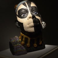 Foto Nicoloro G. 10/11/2017 Ravenna In corso al MAR ( Museo d\' Arte di Ravenna ) la quinta edizione della Rassegna Biennale di Mosaico Contemporaneo dal titolo \' Montezuma, Fontana, Mirko. La scultura in mosaico dalle origini ad oggi \'. nella foto una delle sculture in esposizione.