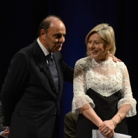Foto Nicoloro G. 03/12/2017 Ravenna 46° edizione del ' Premio Guidarello ' per il Giornalismo d' Autore. nella foto Bruno Vespa e Margherita Ghinassi che hanno condotto la serata.