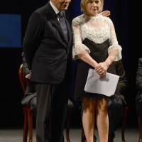 Foto Nicoloro G. 03/12/2017 Ravenna 46° edizione del \' Premio Guidarello \' per il Giornalismo d\' Autore. nella foto Bruno Vespa e Margherita Ghinassi che hanno condotto la serata.