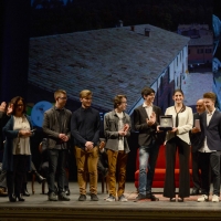 Foto Nicoloro G. 03/12/2017 Ravenna 46° edizione del ' Premio Guidarello ' per il Giornalismo d' Autore. nella foto gli studenti della 4 AIN dell' Istituto ' Nullo Baldini ' vincitori del Guidarello Giovani.