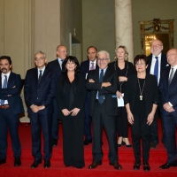 Foto Nicoloro G. 18/11/2018 Ravenna 47esima edizione del \' Premio Guidarello per il Giornalismo d\' Autore \'. nella foto di gruppo i partecipanti alla serata.