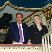 Foto Nicoloro G. 18/11/2018 Ravenna 47esima edizione del \' Premio Guidarello per il Giornalismo d\' Autore \'. nella foto Bruno Vespa e Margherita Ghinassi che hanno presentato e condotto la serata.