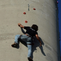 Foto Nicoloro G. 14/07/2017 Ravenna Inaugurata la torre di arrampicata che con i suoi 32 metri e\' la piu\' alta d\' Italia. nella foto un momento di una arrampicata.