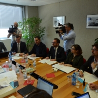 Foto Nicoloro G. 12/05/2018 Milano Riunione dei delegati negoziatori della Lega e del M5S per trovare una soluzione per il \' Contratto di Governo \'. nella foto delegati al tavolo dei negoziati.