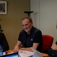Foto Nicoloro G. 12/05/2018 Milano Riunione dei delegati negoziatori della Lega e del M5S per trovare una soliuzione per il \' Contratto di Governo \'. nella foto delegati al tavolo dei negoziati.