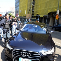 Foto Nicoloro G. 12/05/2018 Milano Riunione dei delegati negoziatori della Lega e del M5S per trovare una soluzione per il ' Contratto di Governo '. nella foto l' arrivo di Matteo Salvini.