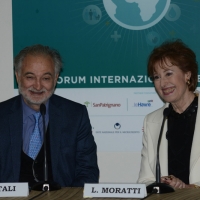 Foto Nicoloro G. 07/04/2016 Coriano (RN) Comunita\' di San Patrignano Terza edizione del \' Positive Economy Forum \'. nella foto Jacques Attali, presidente Positive Economy Forum, e Letizia Moratti, presidente Fondazione San Patrignano.