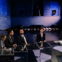 Foto Nicoloro G. 13/11/2016 Milano Trasmissione televisiva su Rai 3 ' Che tempo che fa '. nella foto da sinistra Gigi Marzullo, chef Rubio, Fabio Volo, Cristiana Capotondi e Fabio Fazio.