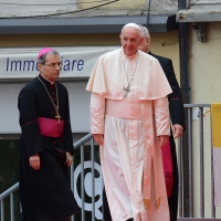 Foto Nicoloro G. 01/10/2017 Cesena ( Forli'-Cesena ) Visita di papa Francesco a Cesena. nella foto Papa Francesco durante il suo discorso.