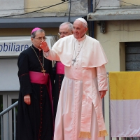 Foto Nicoloro G. 01/10/2017 Cesena ( Forli'-Cesena ) Visita di papa Francesco a Cesena. nella foto Papa Francesco durante il suo discorso.
