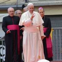 Foto Nicoloro G. 01/10/2017 Cesena ( Forli'-Cesena ) Visita di papa Francesco a Cesena. nella foto Papa Francesco durante il suo discorso.