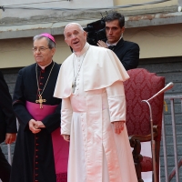 Foto Nicoloro G. 01/10/2017 Cesena ( Forli'-Cesena ) Visita di papa Francesco a Cesena. nella foto Papa Francesco durante il suo discorso.