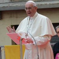 Foto Nicoloro G. 01/10/2017 Cesena ( Forli'-Cesena ) Visita di papa Francesco a Cesena. nella foto Papa Francesco durante il suo discorso.
