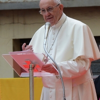 Foto Nicoloro G. 01/10/2017 Cesena ( Forli'-Cesena ) Visita di papa Francesco a Cesena. nella foto Papa Francesco durante il suo discorso.
