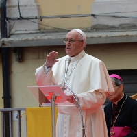 Foto Nicoloro G. 01/10/2017 Cesena ( Forli\'-Cesena ) Visita di papa Francesco a Cesena. nella foto Papa Francesco durante il suo discorso.