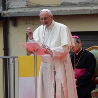 Foto Nicoloro G. 01/10/2017 Cesena ( Forli\'-Cesena ) Visita di papa Francesco a Cesena. nella foto Papa Francesco durante il suo discorso.