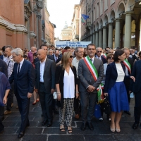 Foto Nicoloro G. 02/08/2016 Bologna, Trentaseiesimo anniversario della strage alla stazione di Bologna. nella foto Autorità in testa al corteo.