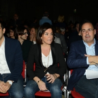Foto Nicoloro G. 27/11/2018 Ravenna Il PD di Ravenna sceglie Nicola Zingaretti come candidato presidente alle primarie nazionali del PD. nella foto da sinistra il sindaco Michele de Pascale, la vice presidente della regione Emilia-Romagna Elisabetta Gualmini e Nicola Zingaretti, candidato alle primarie del PD.