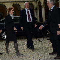 Foto Nicoloro G.   23/02/2015   Milano    Firmato l' accordo sullo scambio d' informazioni tra i ministri di Economia e Finanze di Italia e Svizzera. nella foto l' arrivo del ministro svizzero Eveline Widmer-Schlumpf.