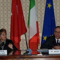 Foto Nicoloro G.   23/02/2015   Milano    Firmato l' accordo sullo scambio d' informazioni tra i ministri di Economia e Finanze di Italia e Svizzera. nella il ministro svizzero Eveline Widmer-Schlumpf e il ministro italiano Pier Carlo Padoan.