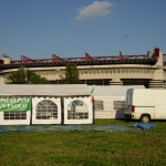 Foto Nicoloro G.   10/05/2019   Milano   Adunata Nazionale degli Alpini per il 100° anniversario della costituzione del Corpo. nella foto tende e camper accampati vicino allo stadio di calcio di San Siro.