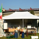 Foto Nicoloro G.   10/05/2019   Milano   Adunata Nazionale degli Alpini per il 100° anniversario della costituzione del Corpo. nella foto tende e camper accampati vicino allo stadio di calcio di San Siro.