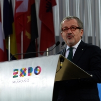 Foto Nicoloro G.   01/05/2015  Milano   Al via l' Expo Milano 2015, l' Esposizione Internazionale che l'Italia ospiterà dal primo Maggio al 31 Ottobre 2015. nella foto il governatore della Lombardia Roberto Maroni.