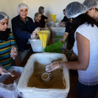 Foto Nicoloro G.   28/03/2015   Ravenna    Nell' ambito delle iniziative per Expo 2015 il progetto " ANCI per Expo 2015 " fa tappa a Ravenna con un evento di solidarietà, " Stop Hunger Now ", che realizza il confezionamento di 10.000 pasti liofilizzati destinati al Sud del Mondo. nella foto alcuni dei tanti volontari intenti al confezionamento dei pasti liofilizzati.
